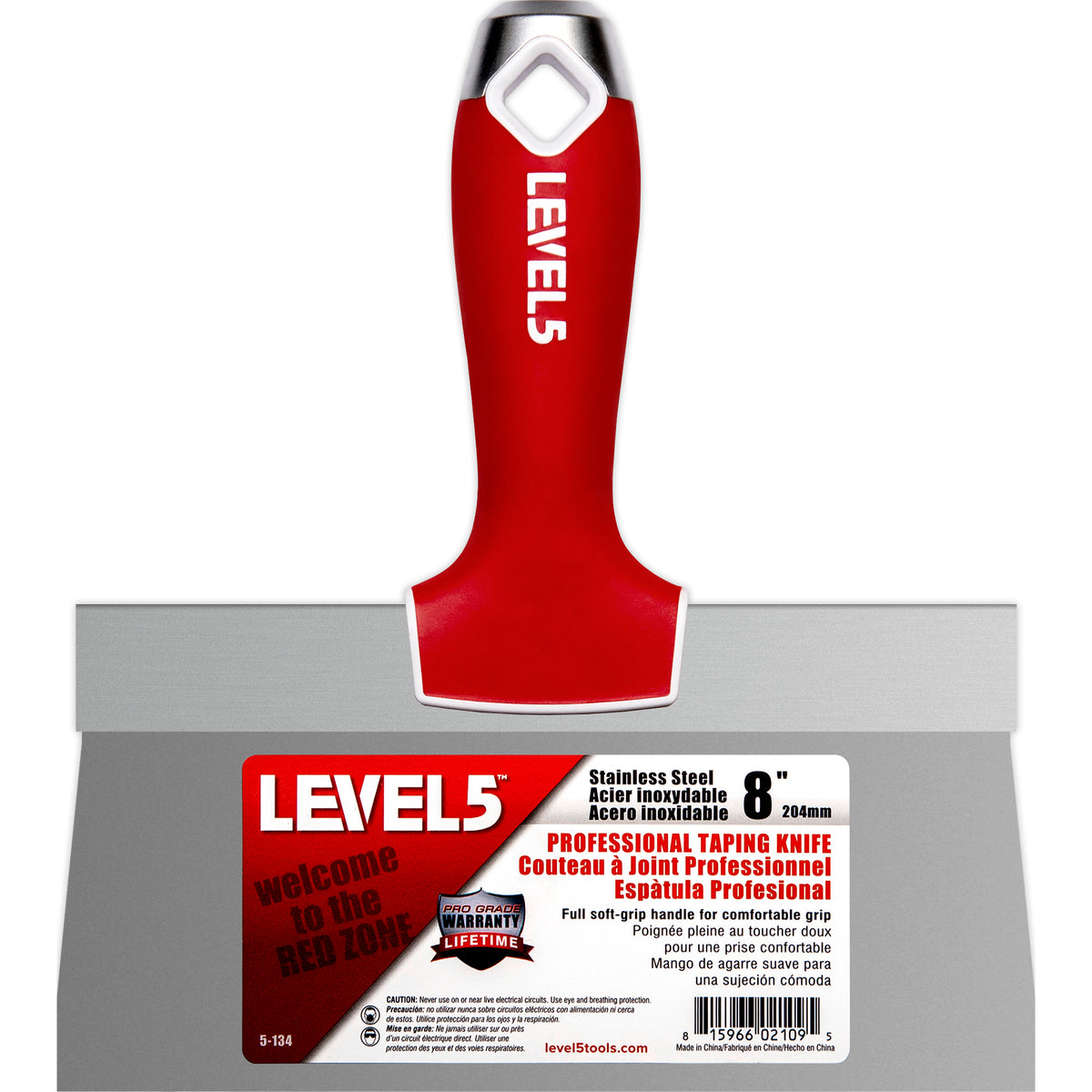 Level 5 Stainless Steel Taping Knife - Soft Grip Handle