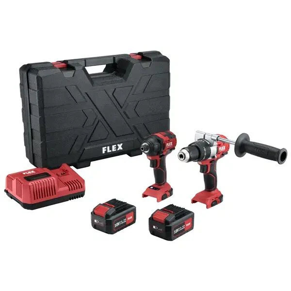 FLEX 18v Brushless Combi Drill Cordless Impact Driver Kit- PD