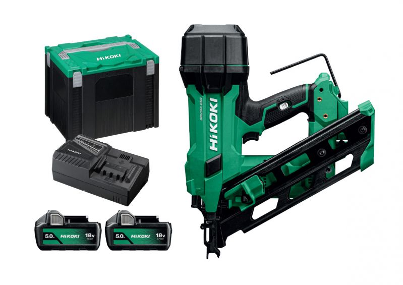 Hikoki 18V 2nd Gen Brushless First Fix Nailer Kit | 2x5Ah Li-ion