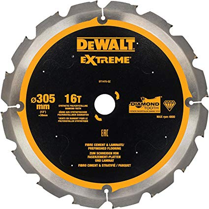 DeWalt DT1475-QZ Extreme PCD Fibre Cement Saw Blade 305 x 30mm x 16T