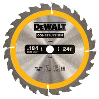 Load image into Gallery viewer, 184mm x 16mm x 24T DeWalt  Construction Circular Saw Blade

