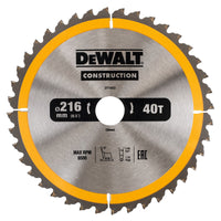 Load image into Gallery viewer, 216mm x 30mm x 40T DeWalt  Construction Circular Saw Blade
