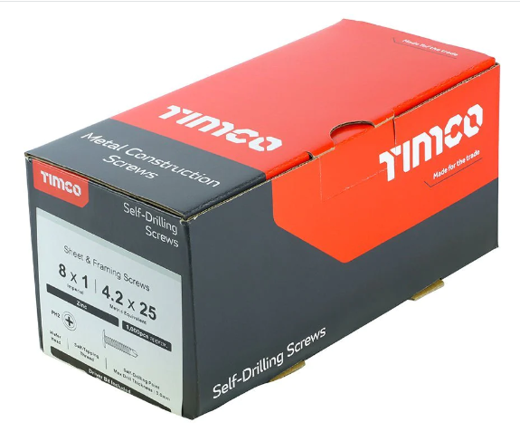 Timco Metal Construction Sheet & Framing Screws - Wafer - Self-Drilling - Zinc 4.2 x 25